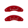 MGP Caliper Covers Set of 4 Red w/ Silver For 2022-2026 Honda Civic Non-SI Model