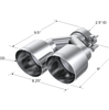MBRP Armor Pro Polished Dual Exhaust Tip 2.5" Inlet 4" OD Staggered L 9.5/R 9"