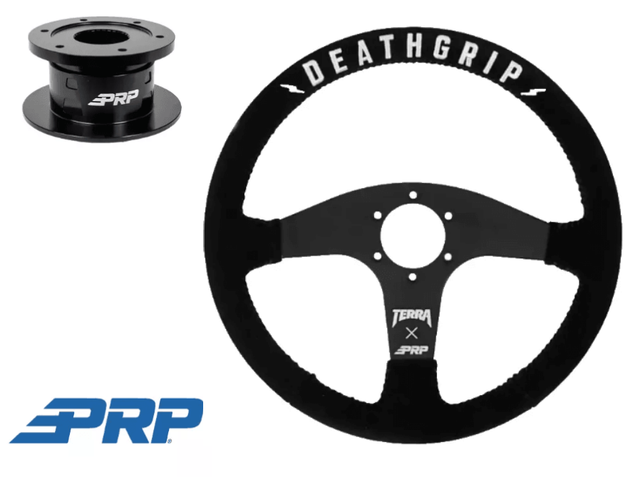 PRP Death Grip Suede Flat Steering Wheel W/ BoltOn UTV Quick Release