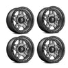 (4) 15x7 Fuel UTV D558 ANZA Gunmetal/Black Ring Wheels 4x156 +13 Offset 4.51" Backspacing