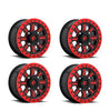 (4) 15X10 Fuel UTV D911 Hardline Beadlock Wheels Black Red Tinted 4X137 +25 Offset