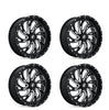 (4) 24X7 Fuel UTV D641 Kompressor Wheels Gloss Black Milled 4X156 13 Offset