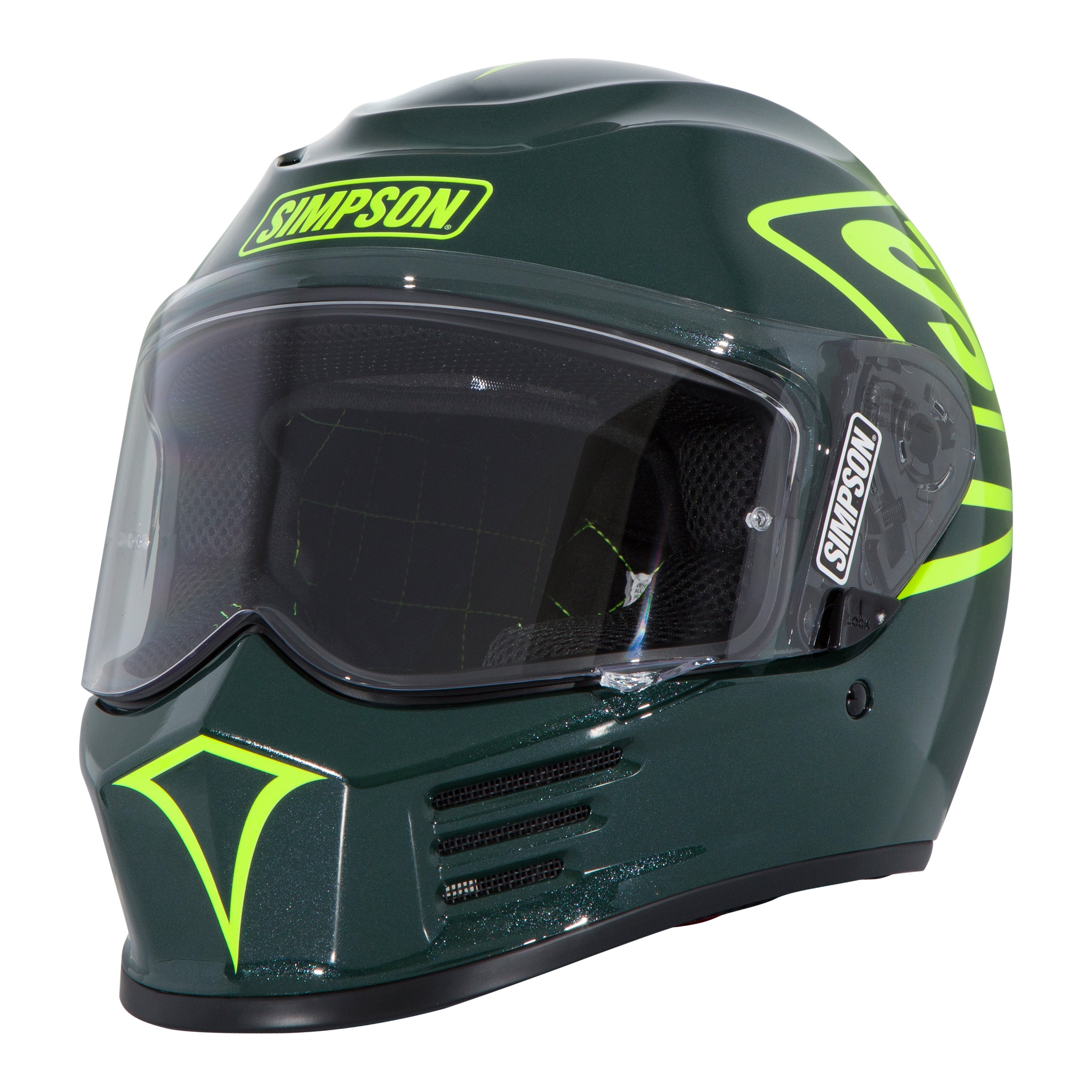 Simpson Motorcycle Speed Bandit Full Face Helmet 12 O'Clock Green XS