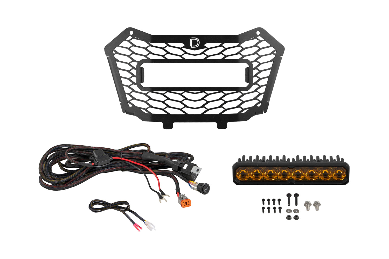 Diode Dynamics SS10 Max Yellow/Amber Backlit SAE Light Bar Grille Kit For 2019–2025 Honda Talon 1000