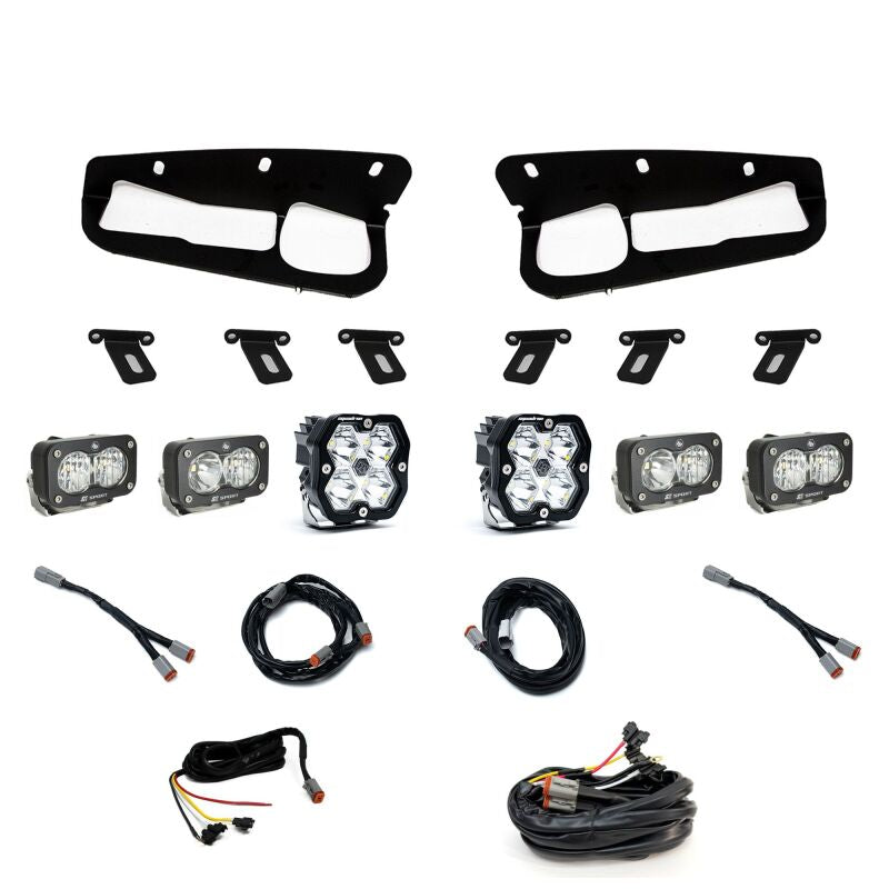 Baja Designs Squadron 2.0 Sport Spot/Dual S2 Sport Clear Fog Kit w/ Upfitter For 2021-2026 Ford Bronco - Steel Bumper
