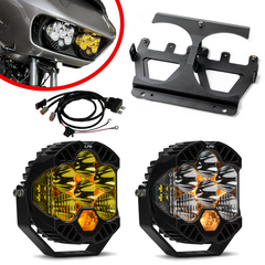 POWERJAMES LED Outer Headlight Mounting Bracket For Harley Road Glide – BAJA LP6 Compatible, Black Anodized Aluminum