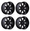 (4) 20x10 Fuel Darkstar Black Wheels 8X170 -18MM Offset For 1999-2027 Ford F-250/F-350 SRW