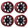 (4) 20x10 Fuel Brawl Black/Red Wheels 8X170 -18MM Offset For 1999-2027 Ford F-250/F-350 SRW