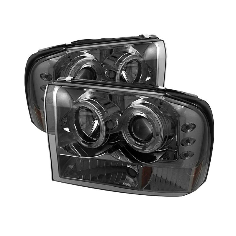 Spyder - Spyder Smoked Projector Headlights w/ LED Halo For 99-04 Ford Super Duty