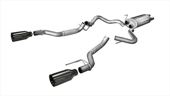 Corsa Performance - Corsa Performance Dual-Rear Exit Cat-Back Kit (Gunmetal Tips) For 17-19 F-150 Raptor