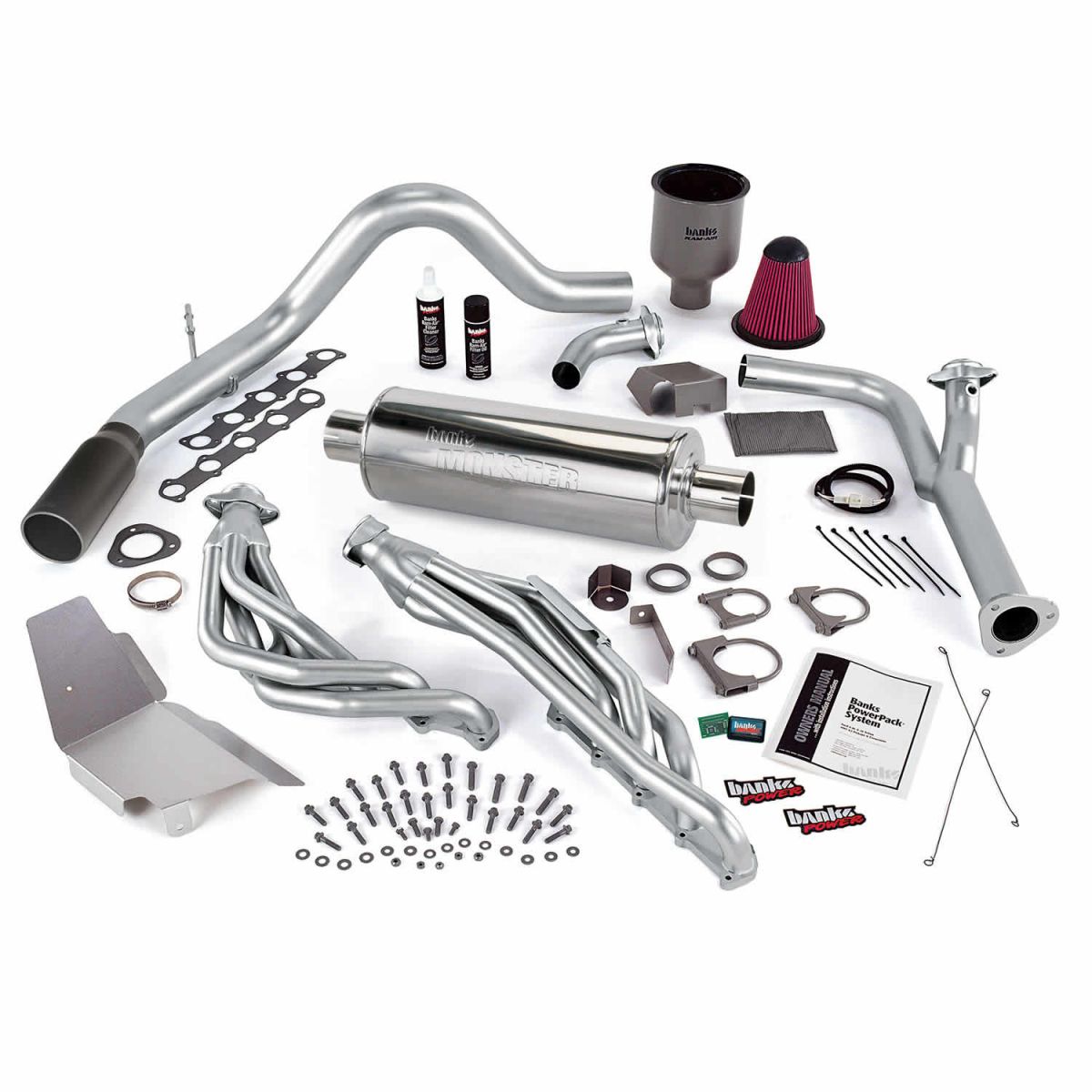 Banks Power - Banks Power PowerPack Bundle Complete Power System W/Single Exit Exhaust Black Tip 99-04 Ford 6.8L Truck EGR Late Catalytic Converter