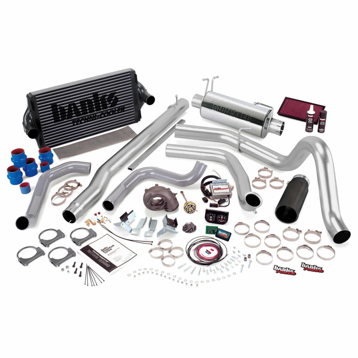 Banks Power - Banks Power PowerPack Bundle Complete Power System W/Single Exit Exhaust Black Tip 99.5-03 Ford 7.3L F250/F350 Automatic Transmission