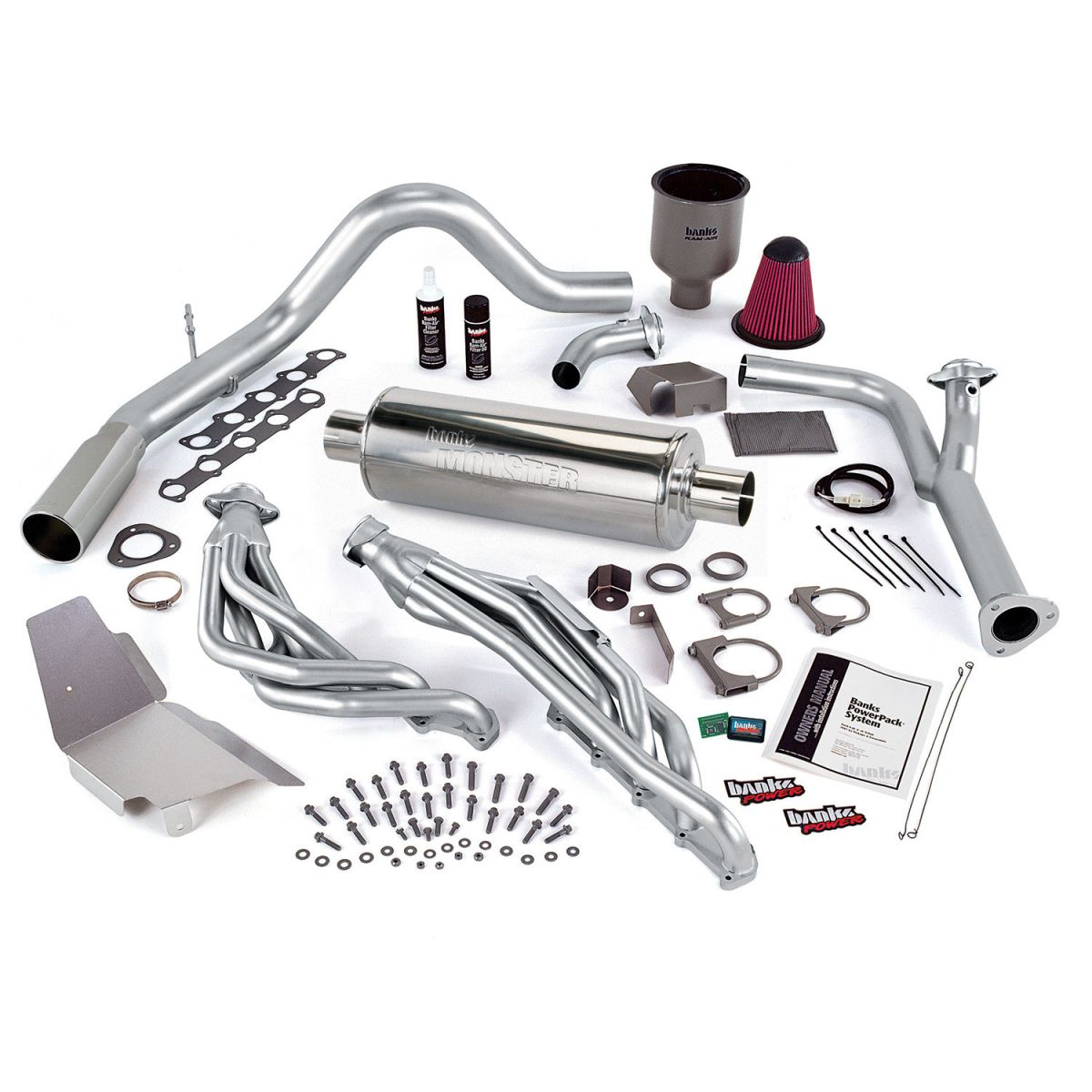Banks Power - Banks Power PowerPack Bundle W/AutoMind ModuleSingle Exit Exhaust Chrome Tip 99-04 Ford 6.8L Truck No EGR