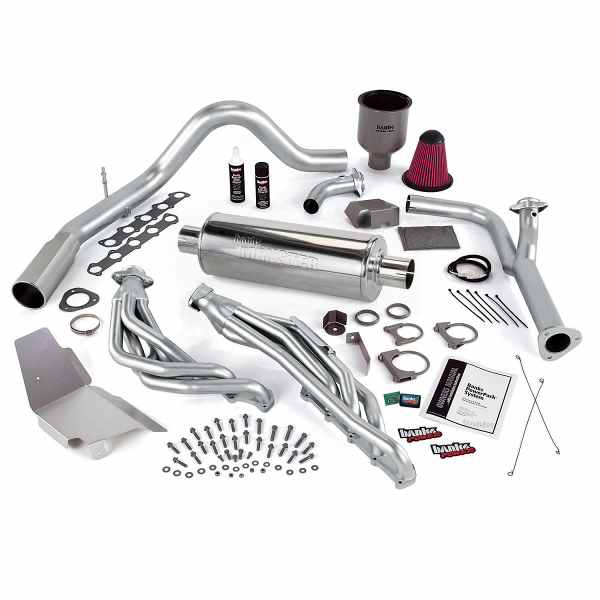 Banks Power - Banks Power PowerPack Bundle Complete Power System W/Single Exit Exhaust Chrome Tip 99-04 Ford 6.8 Truck EGR Late Catalytic Converter