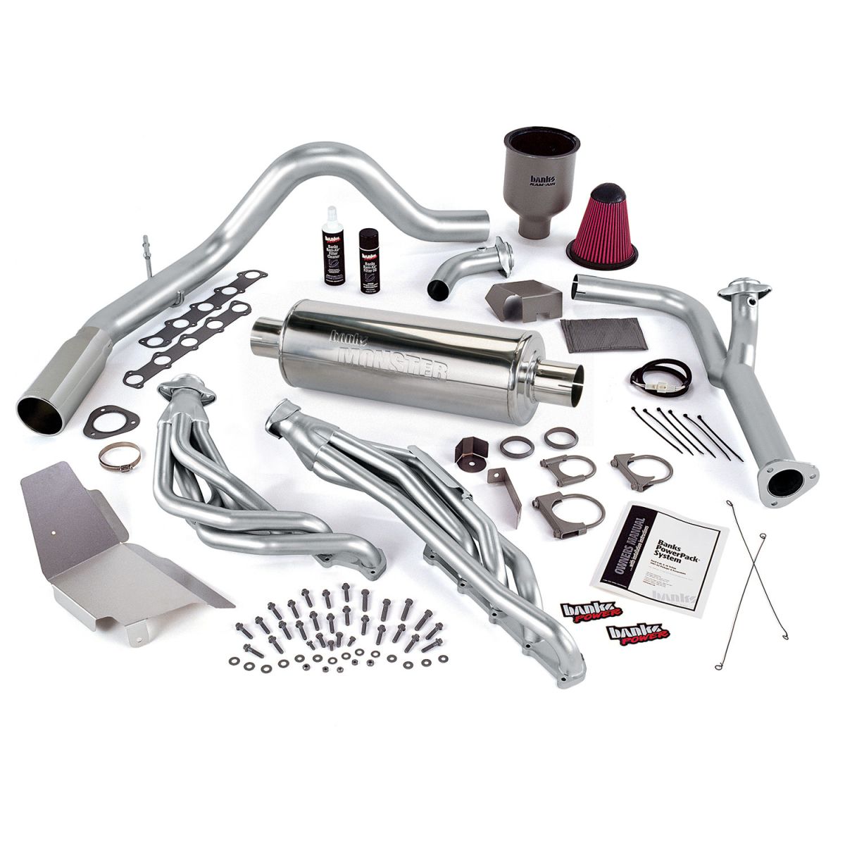 Banks Power - Banks Power PowerPack Bundle Complete Power System W/Single Exit Exhaust Chrome Tip 99-04 Ford 6.8L Truck No EGR