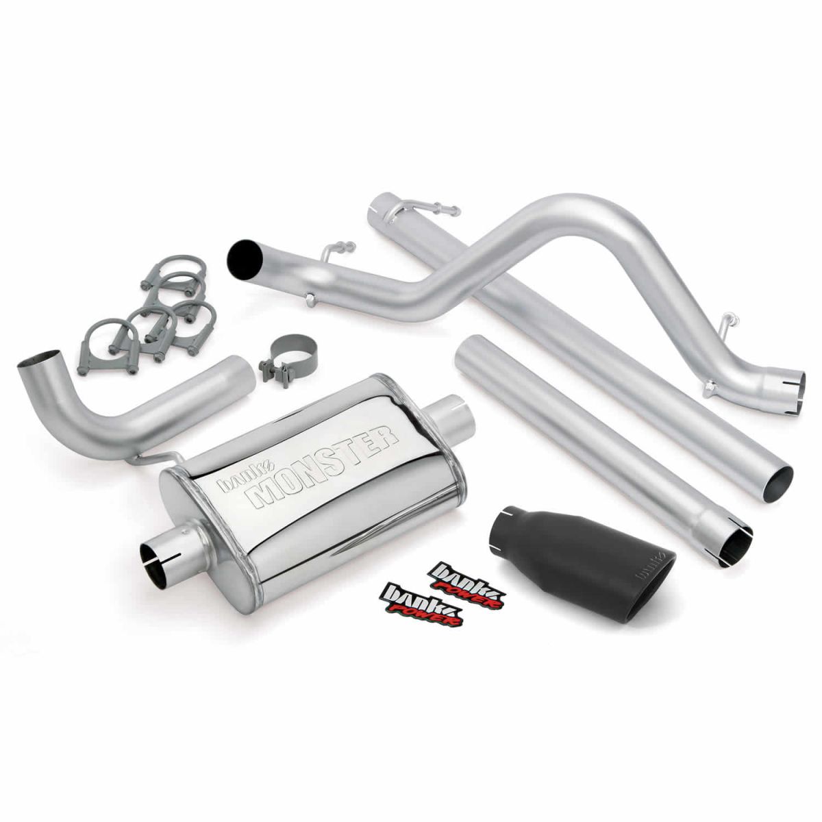 Banks Power - Banks Power Monster Exhaust System Single Exit Black Ob Round Tip 07-11 Jeep 3.8L Wrangler Unlimited 4 Door