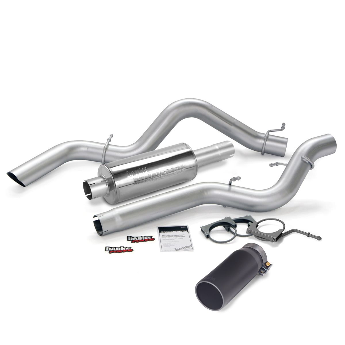 Banks Power - Banks Power Monster Exhaust System Single Exit Black Round Tip 06-07 Chevy 6.6L CCLB