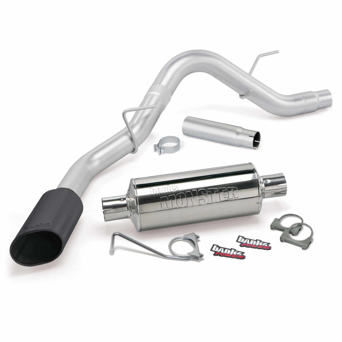 Banks Power - Banks Power Monster Exhaust System Single Exit Black Ob Round Tip 15-18 F-150 2.7/3.5L EcoBoost 5.0L ECMB CCSB/MB