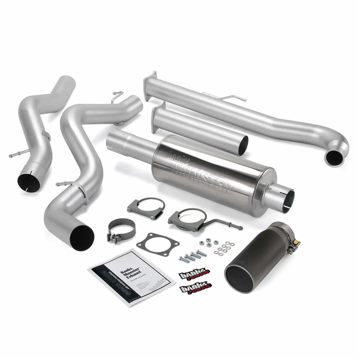 Banks Power - Banks Power Monster Exhaust System Single Exit Black Tip 01-04 Chevy 6.6L EC/CCLB