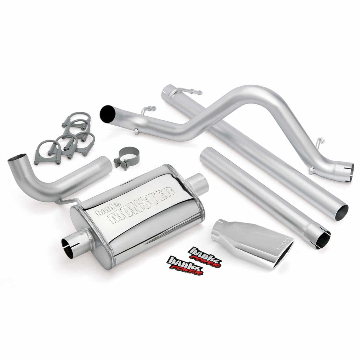 Banks Power - Banks Power Monster Exhaust System Single Exit Chrome Ob Round Tip 07-11 Jeep 3.8L Wrangler Unlimited 4 Door