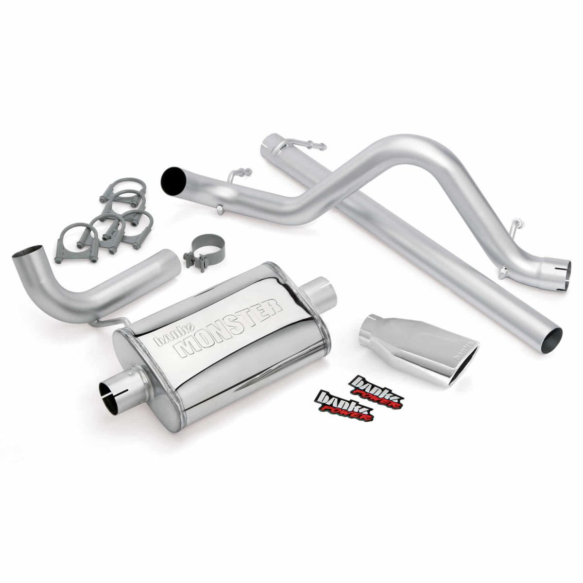 Banks Power - Banks Power Monster Exhaust System Single Exit Chrome Ob Round Tip 07-11 Jeep 3.8L Wrangler 2 Door