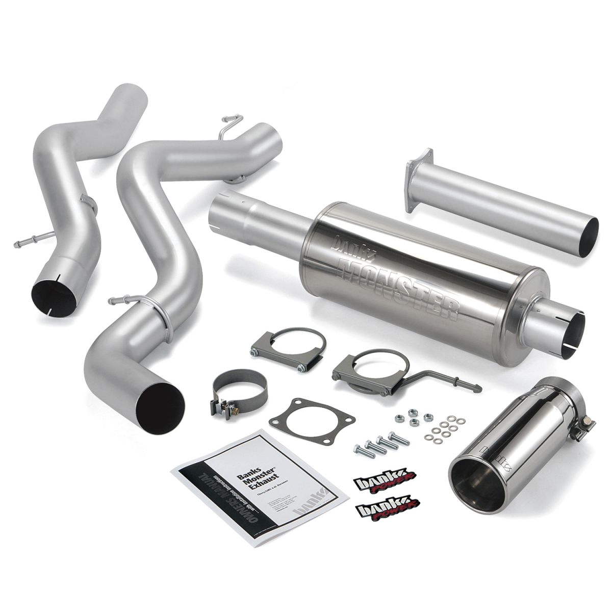 Banks Power - Banks Power Monster Exhaust System Single Exit Chrome Round Tip 06-07 Chevy 6.6L SCLB