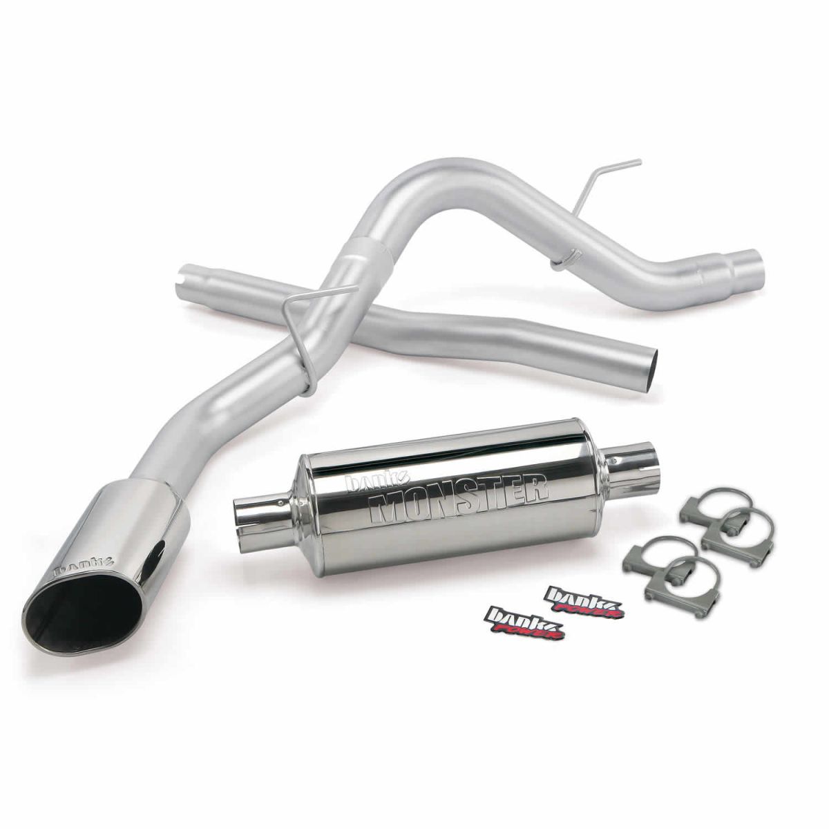 Banks Power - Banks Power Monster Exhaust System Single Exit Chrome Ob Round Tip 11-14 Ford F-150 3.5L EcoBoost 5.0 6.2L all Cab/Bed