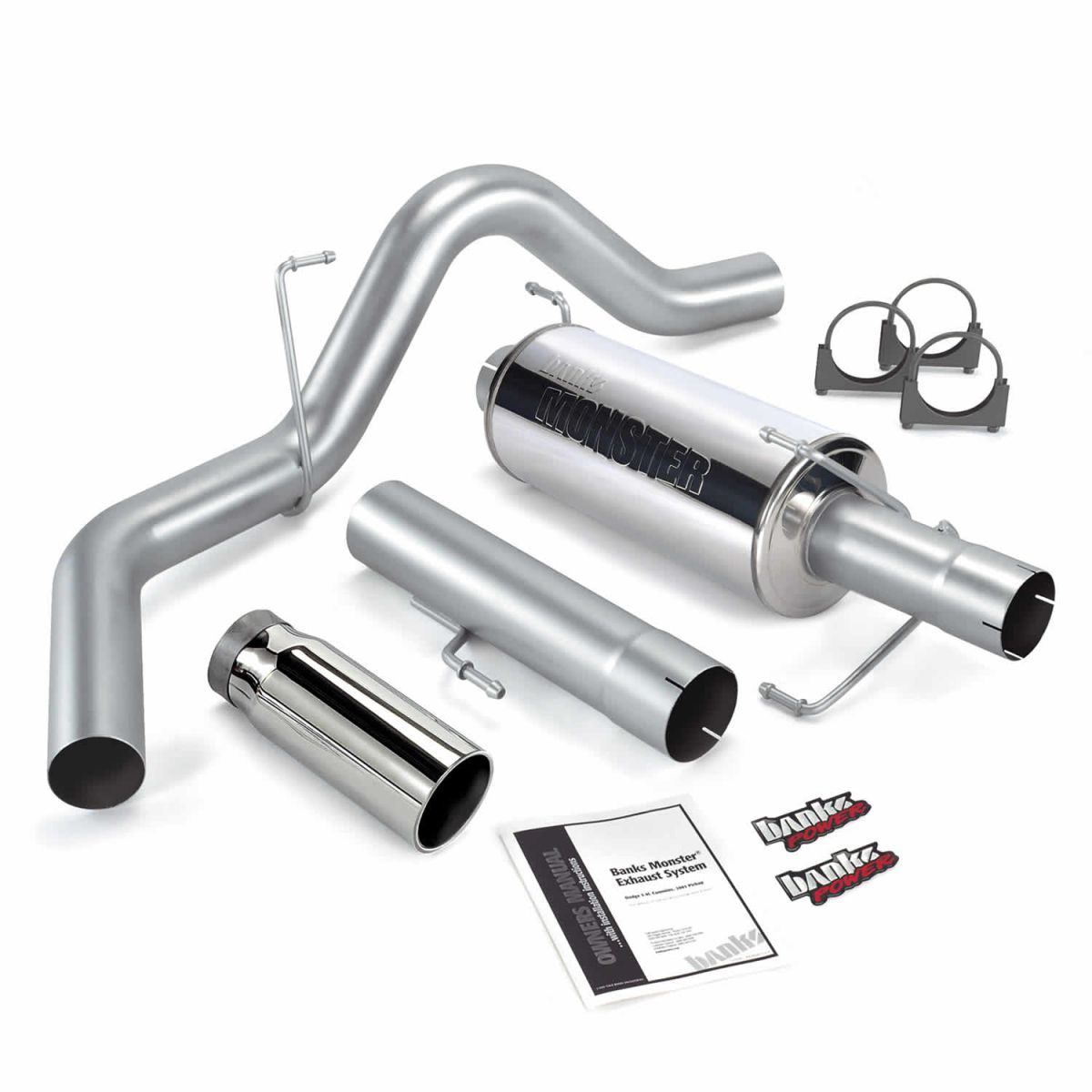 Banks Power - Banks Power Monster Exhaust System Single Exit Chrome Round Tip 04-07 Dodge 5.9L 325hp CCLB