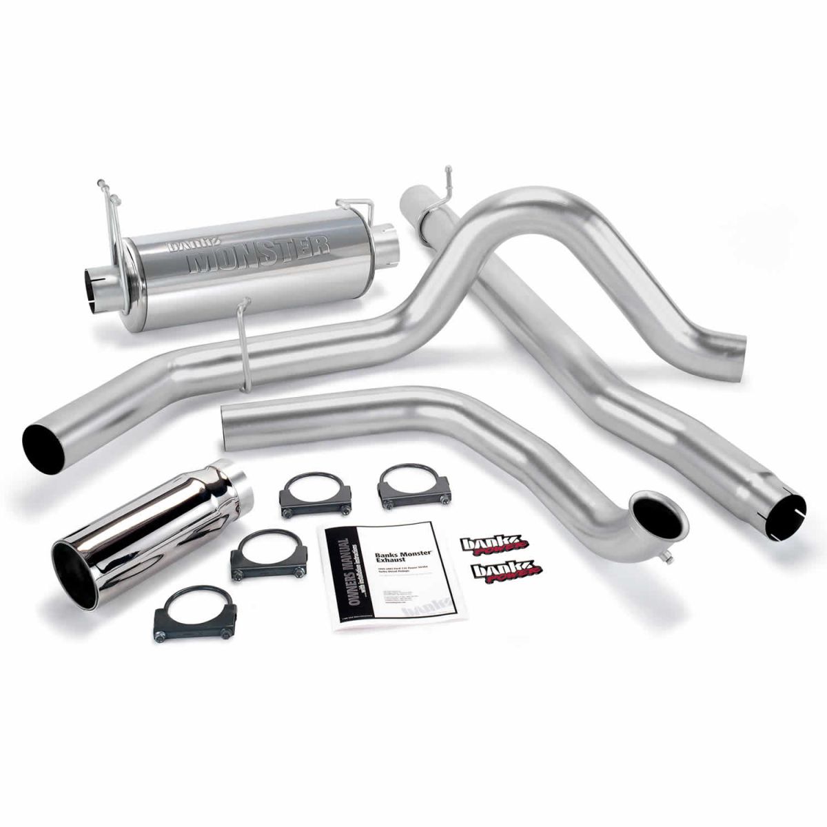 Banks Power - Banks Power Monster Exhaust System Single Exit Chrome Round Tip 00-03 Ford 7.3L Excursion