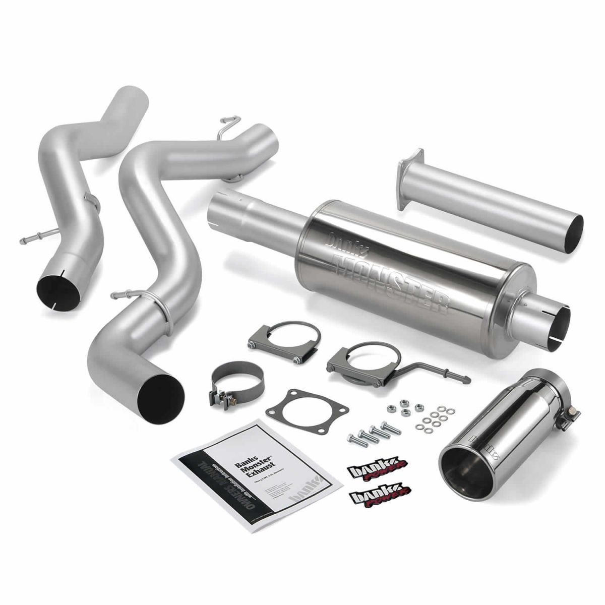 Banks Power - Banks Power Monster Exhaust System Single Exit Chrome Round Tip 02-05 Chevy 6.6L EC/CCLB