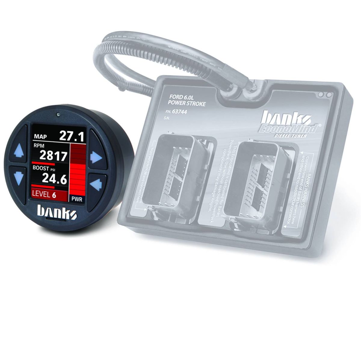 Banks Power - Banks Power Economind Diesel Tuner (PowerPack calibration) with Banks iDash 1.8 Super Gauge for use with 2003-2007 Ford 6.0 Truck/2003-2005 Excursion