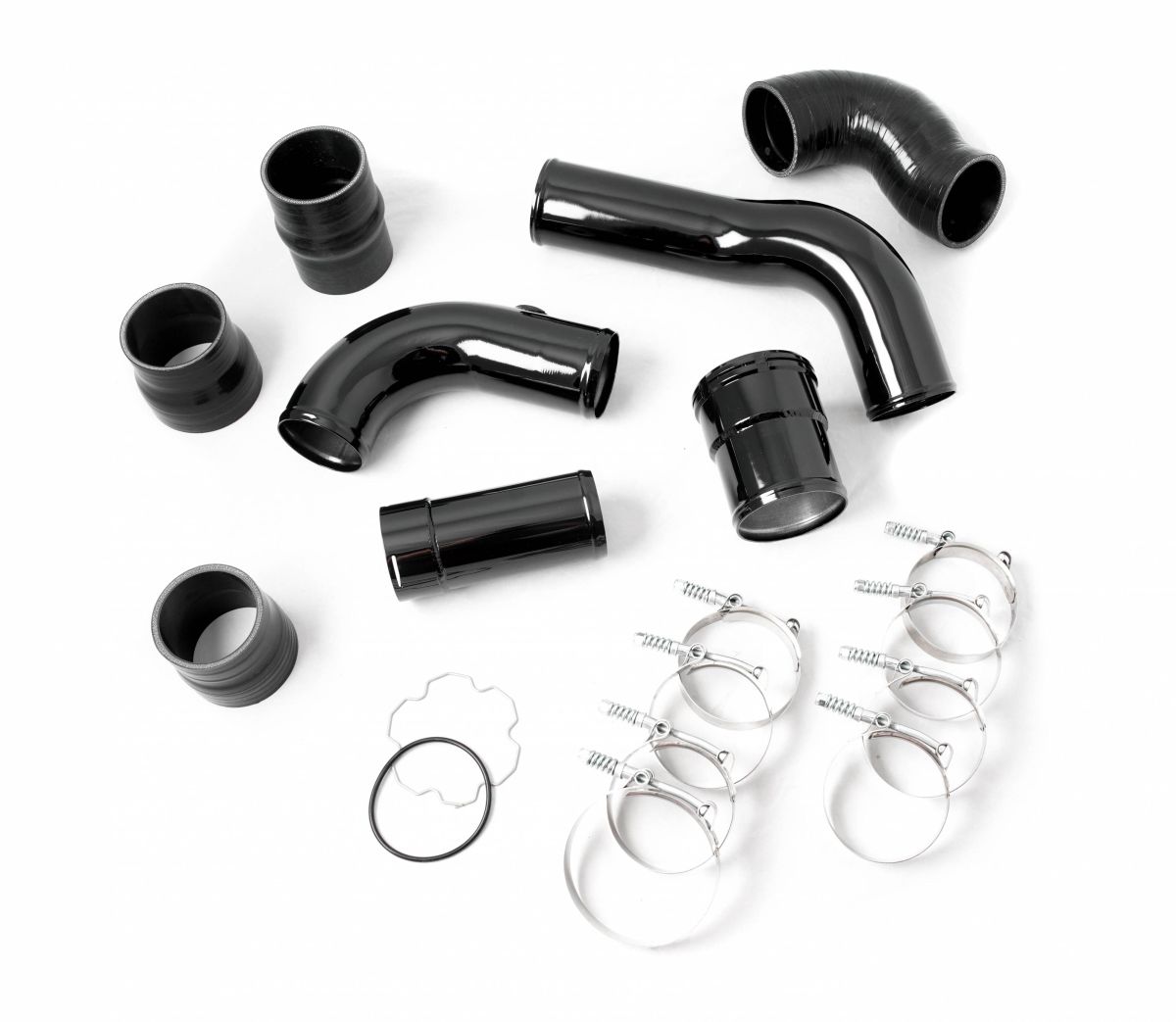 Rudy's Performance Parts - Rudy's Black Aluminum Hot & Cold Side Intercooler Pipe & Boot Upgrade Kit For 11-16 6.7 Powerstroke