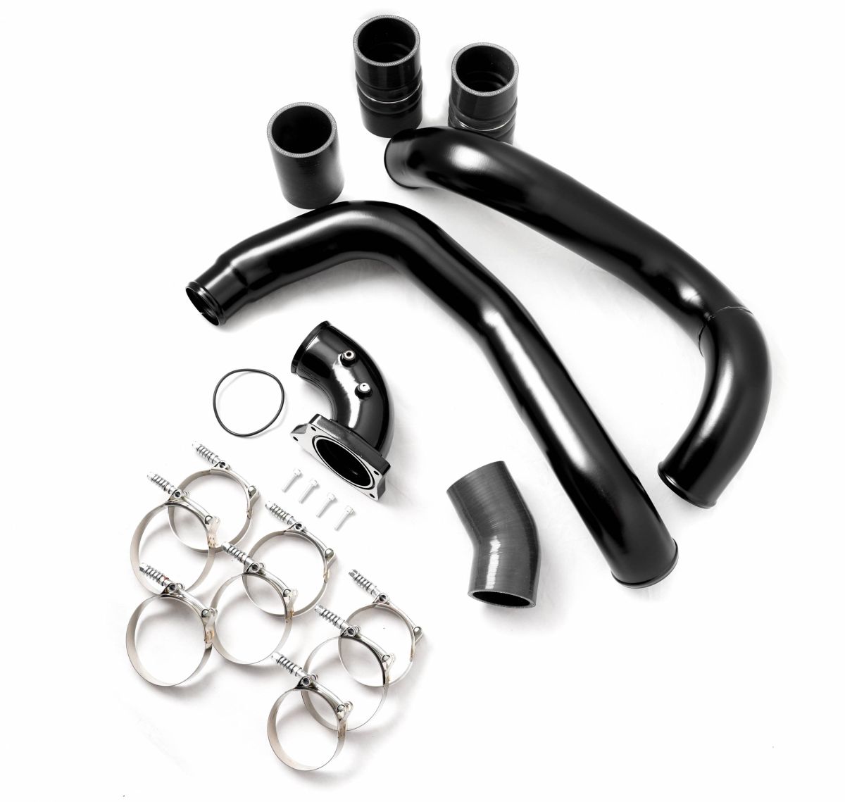 Rudy's Performance Parts - Rudy's Black Intercooler Pipe & Boot Kit w/ High Flow Intake Elbow For 05-07 6.0 Powerstroke