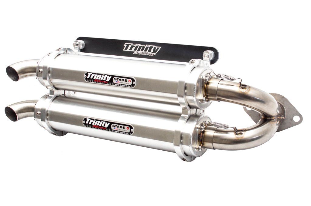Trinity Racing - Trinity Racing Brushed Slip-On Dual Exhaust For 15-20 Polaris RZR XP 1000