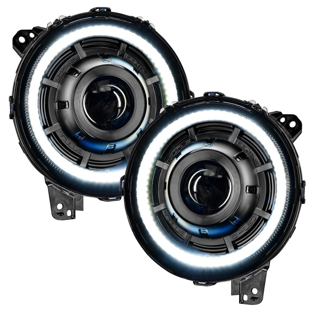 Oracle Lighting - Oracle Lighting Oculus Bi-LED Stain Silver Projector Headlights For 18-20 Jeep Wrangler