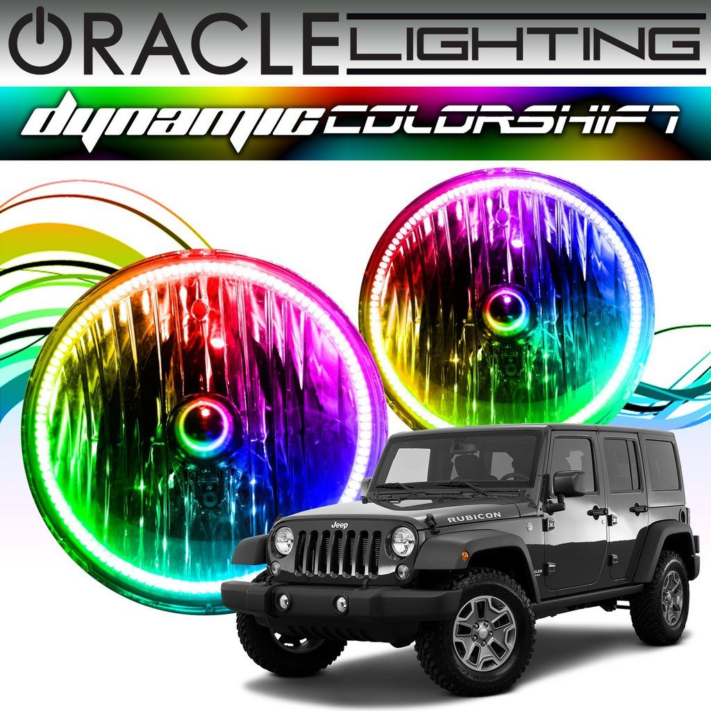 Oracle Lighting - Oracle Dynamic ColorSHIFT Standard Mount Fog Light Halo Kit For 2007-2017 Jeep Wrangler