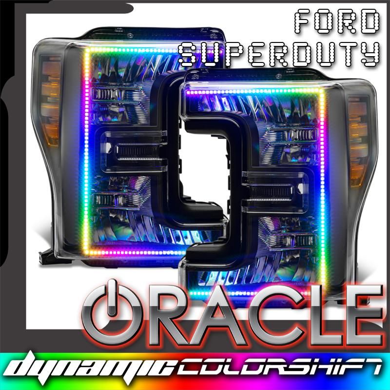 Oracle Lighting - Oracle Dynamic ColorSHIFT Pre-Assembled Headlights Black For 17-19 Ford Super Duty