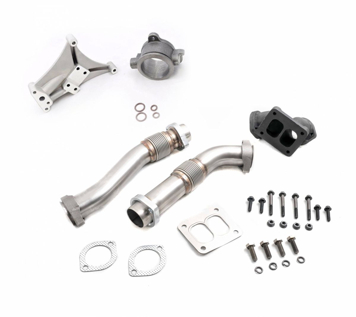 Rudy's Performance Parts - Rudy's Heavy Duty Stainless Steel Bellowed Replacement Turbocharger Up Pipe Kit with Non-EBP Pedestal & Housing For 94-97 7.3 Powerstroke