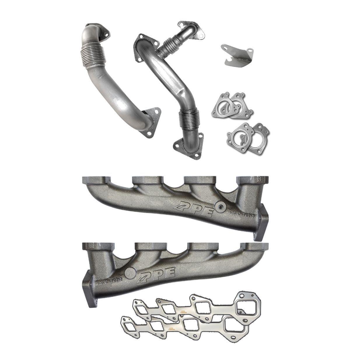 PPE - PPE High Flow Exhaust Manifolds & Up Pipes For 02-04 LB7 Duramax (CA Emissions)