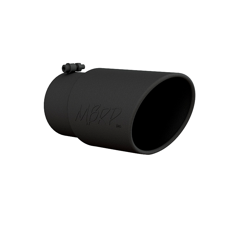 MBRP - MBRP Exhaust Tip 6 Inch O.D. Angled Rolled End 5 Inch Inlet 12 Inch Length Black Coated T5075BLK