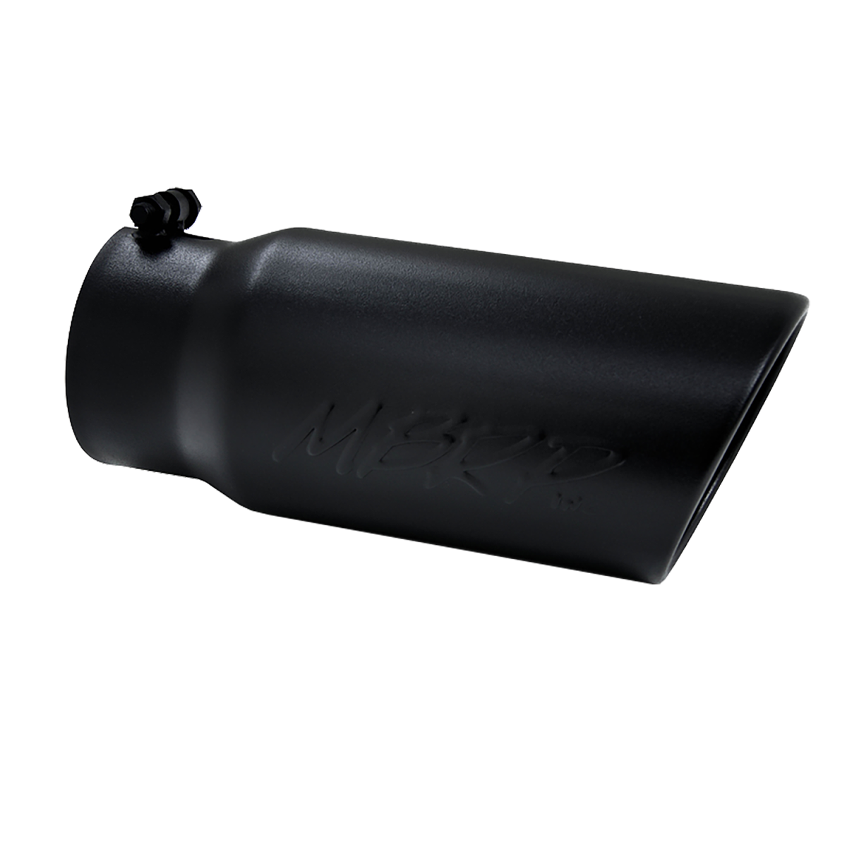MBRP - MBRP Exhaust Tip 5 Inch O.D. Angled Rolled End 4 Inch Inlet 12 Inch Length-Black Finish T5051BLK