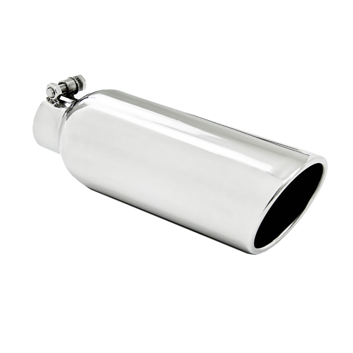 MBRP - MBRP 4 Inch OD 2.25 Inch Inlet 12 Inch Length Exhaust Tail Pipe Tip Angled Cut Rolled End Clampless No Weld T304 Stainless Steel T5149