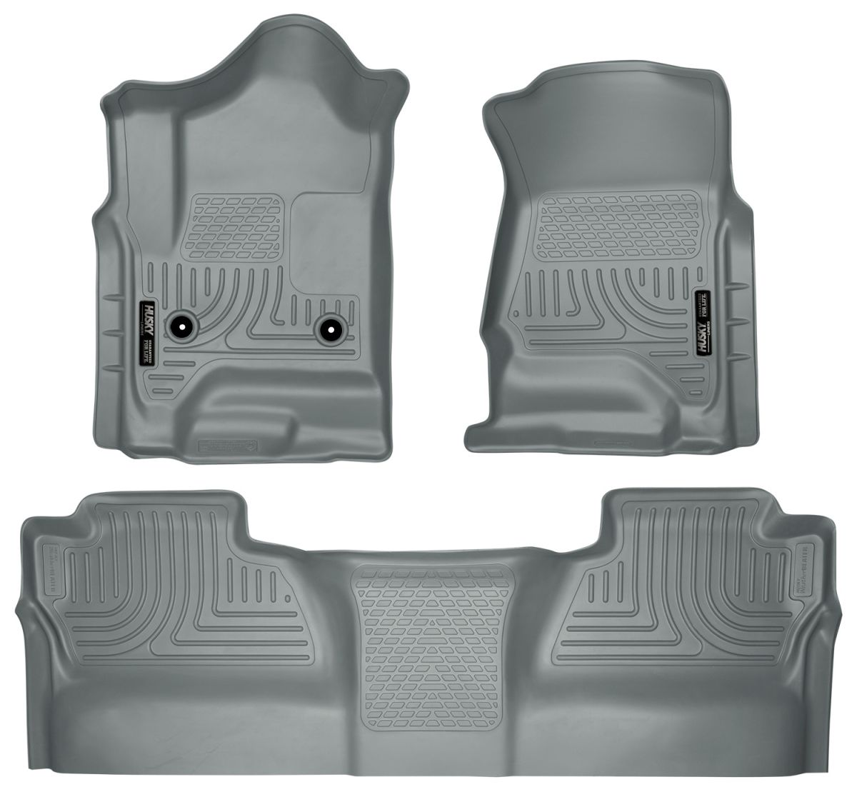 Husky Liners - Husky Liners Floor Liners Front & 2nd Row 14-15 Silverado/Sierra Crew Cab (Footwell Coverage) WeatherBeater-Grey 98232
