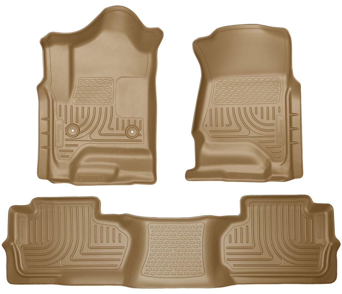 Husky Liners - Husky Liners Floor Liners Front & 2nd Row 14-15 Silverado/Sierra Dbl Cab (Footwell Coverage) WeatherBeater-Tan 98243