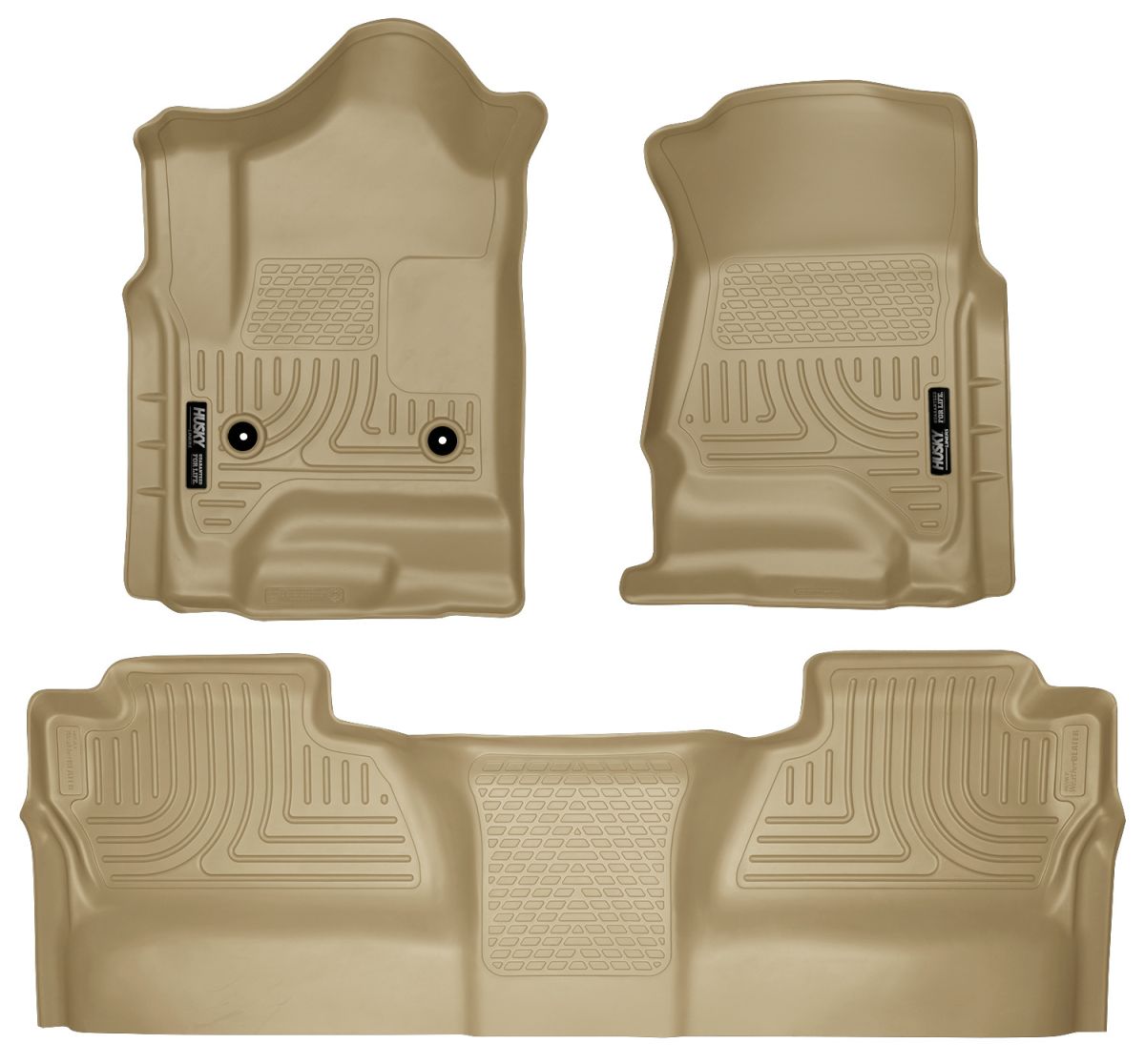 Husky Liners - Husky Liners Floor Liners Front & 2nd Row 14-15 Silverado/Sierra Crew Cab (Footwell Coverage) WeatherBeater-Tan 98233