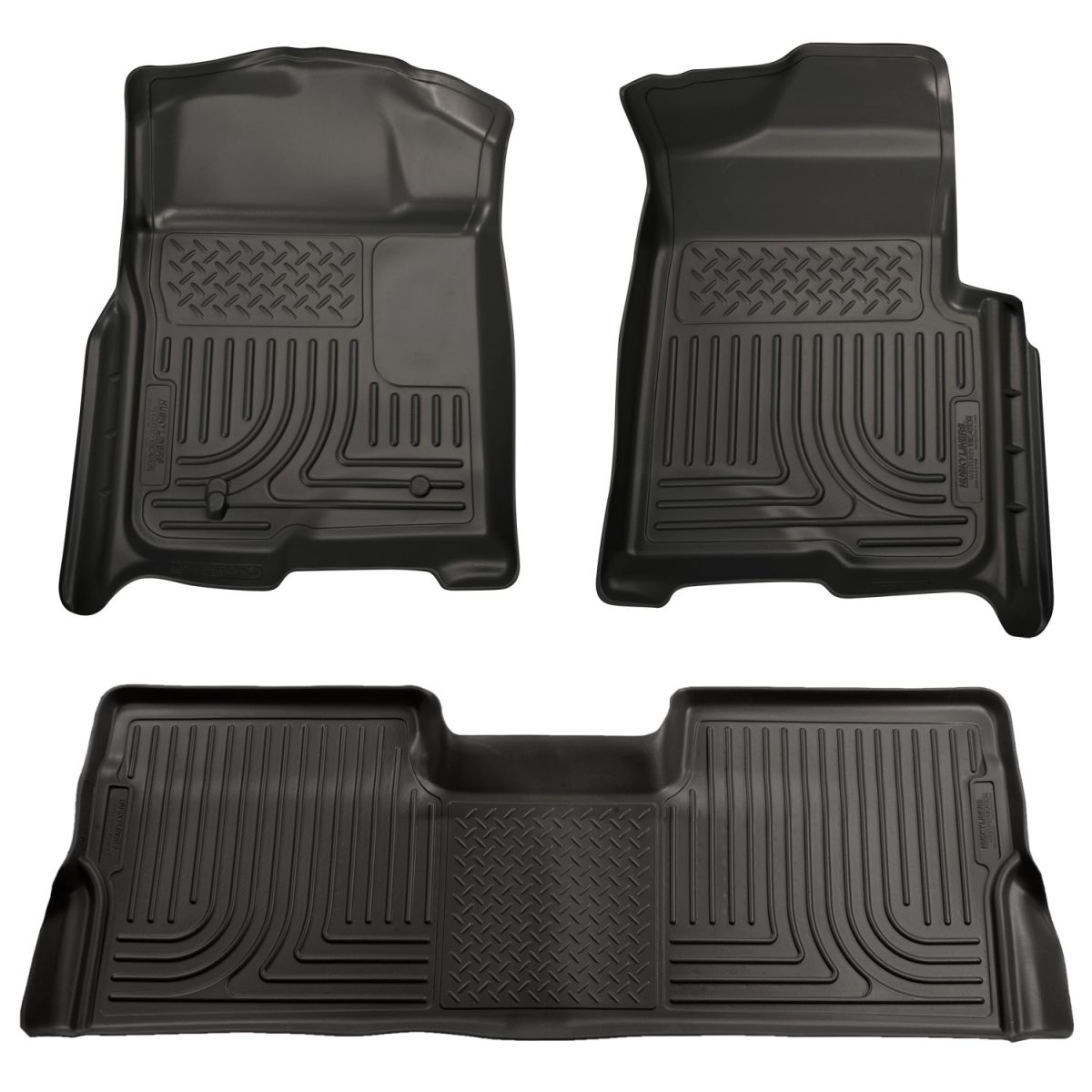 Husky Liners - Husky Liners Floor Liners Front & 2nd Row 08-10 F Series Super Duty Crew Cab (Footwell Coverage) WeatherBeater-Black 98381