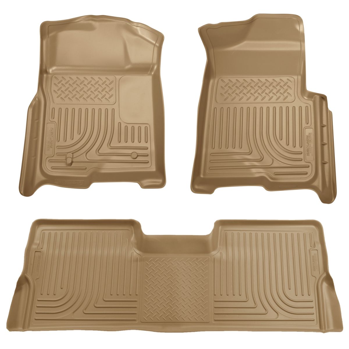 Husky Liners - Husky Liners Floor Liners Front & 2nd Row 08-10 F Series Super Duty Crew Cab (Footwell Coverage) WeatherBeater-Tan 98383