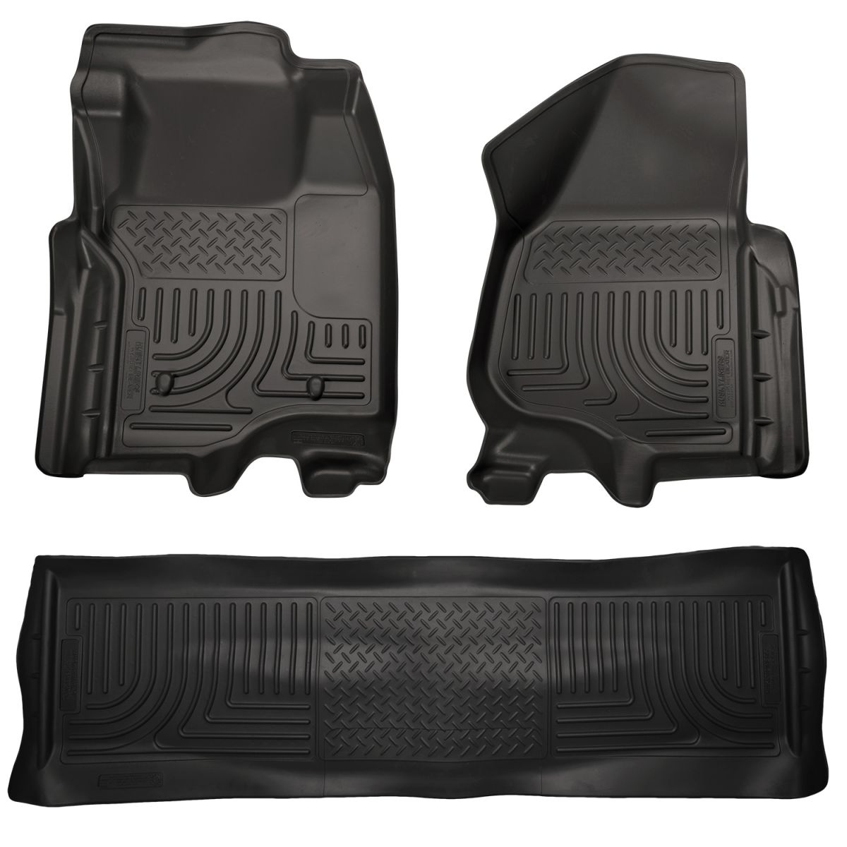 Husky Liners - Husky Liners Floor Liners Front & 2nd Row 11-12 F Series Super Duty Crew Cab (Footwell Coverage) WeatherBeater-Black 98711