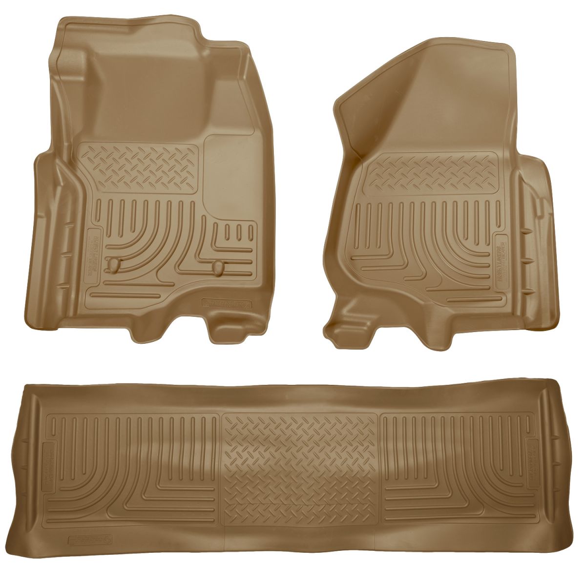 Husky Liners - Husky Liners Floor Liners Front & 2nd Row 11-12 F Series Super Duty Crew Cab (Footwell Coverage) WeatherBeater-Tan 98713