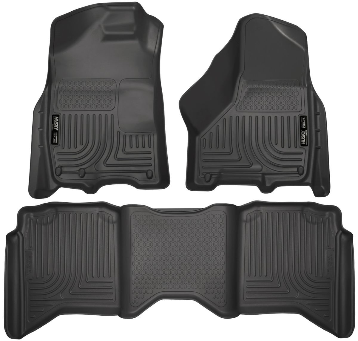 Husky Liners - Husky Liners Floor Liners Front & 2nd Row 09-15 Dodge Ram Crew Cab W/Dual Carpet Hooks (Footwell Coverage) WeatherBeater-Black 99001